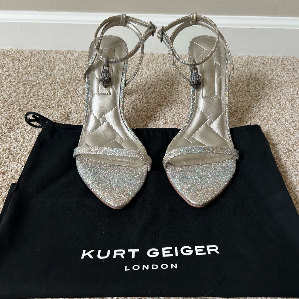 Kurt Geiger Silver Glitter Sandals